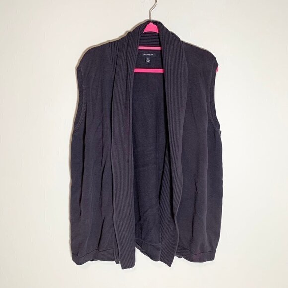 Lands' End blue sleeveless open front cotton cardigan sweater vest - 1X - Picture 1 of 8